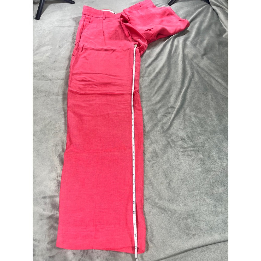 J.Crew‎ Straight Leg Essential Pant Brilliant Papaya Chelsea Linen Blend Size 4 - Picture 5 of 6